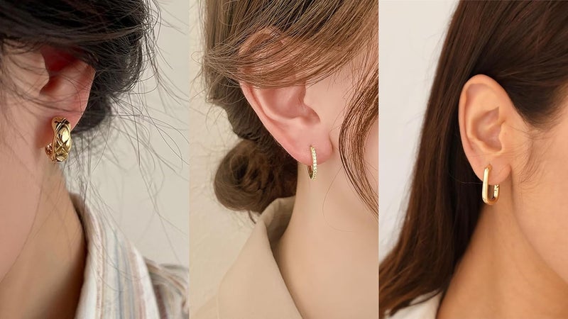 MIDEEO Gold/Sliver Chunky Hoop Earrings Set for Women, 14K Gold Plated Twisted Huggie Hoop Earring Hypoallergenic Thick Open Lightweight Chunky Hoop Earrings Jewelry for Gifts - Image 2